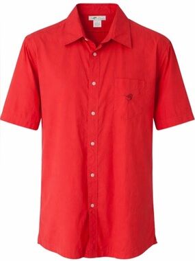 Men’s Coral Red Cotton Button Down Shirt Joe Marlin XL Embroidered Marlin